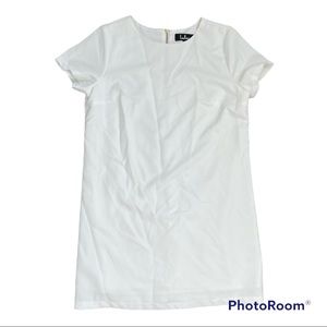 Ivory shift dress with gold zipper in back